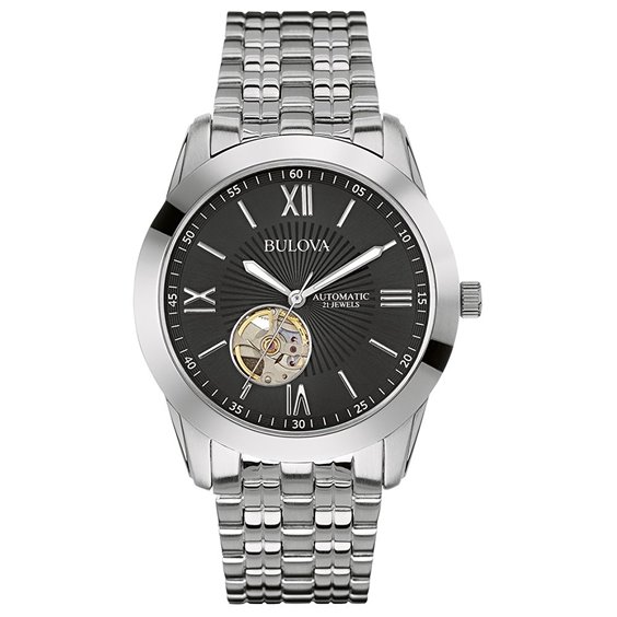 Oiritaly Watch Mechanical Man Bulova Automatic Open Heart